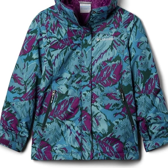 Columbia Kids Coat Bugaboo Interchange Jacket Plum Leafscape Print Waterproof XL - Picture 1 of 13